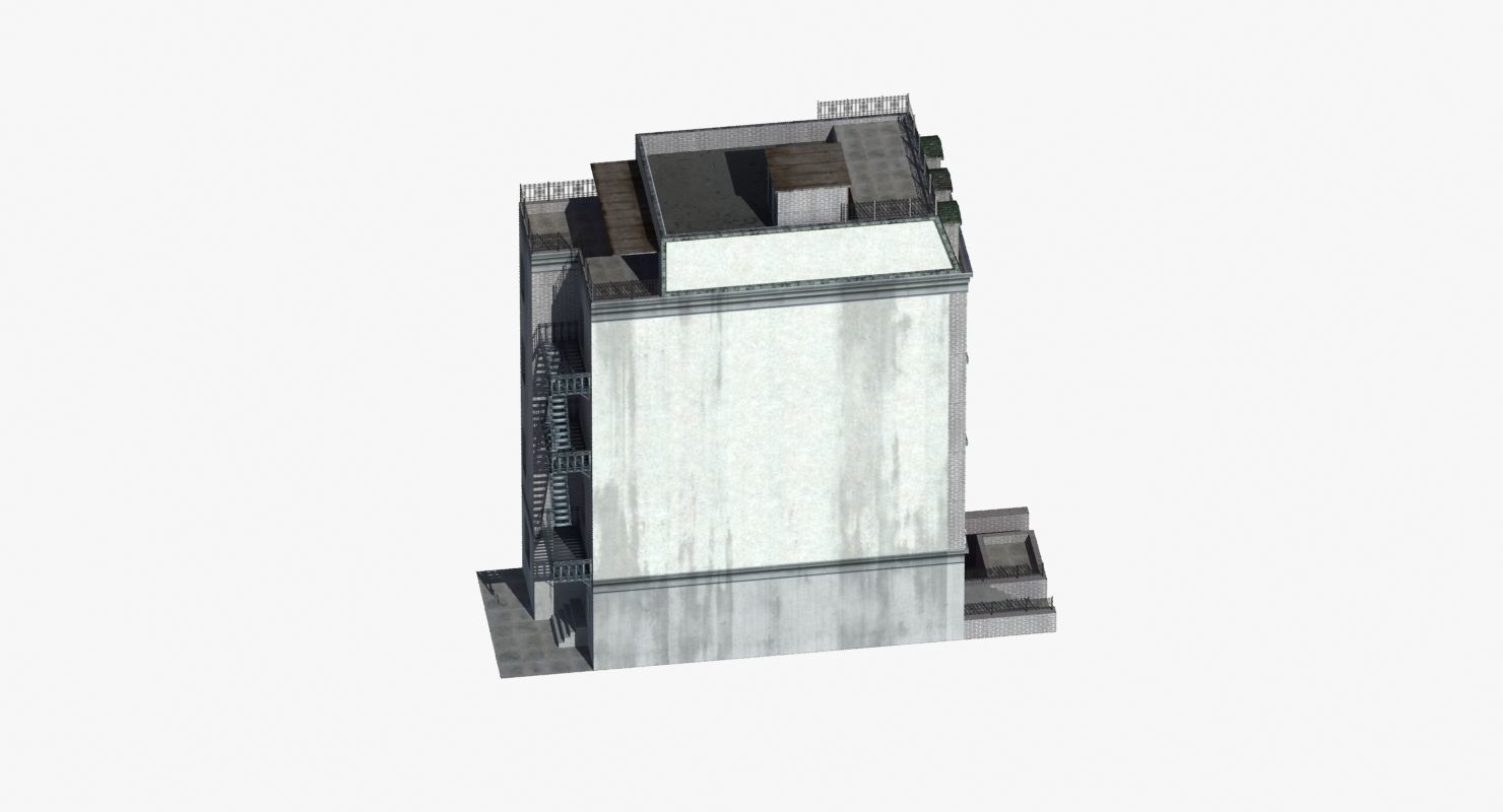 Old Row House Low-poly 3D model_16