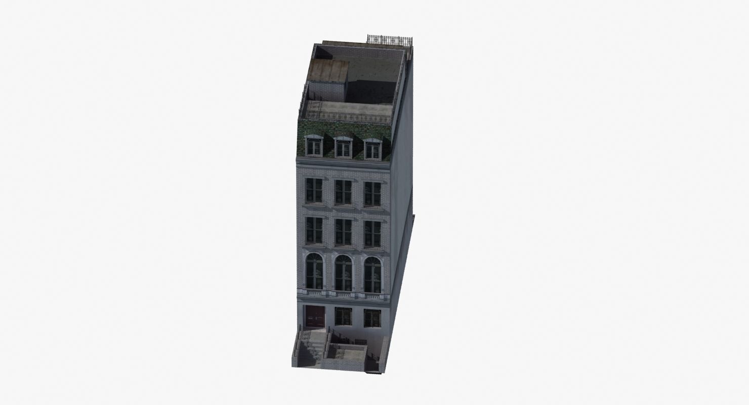 Old Row House Low-poly 3D model_29