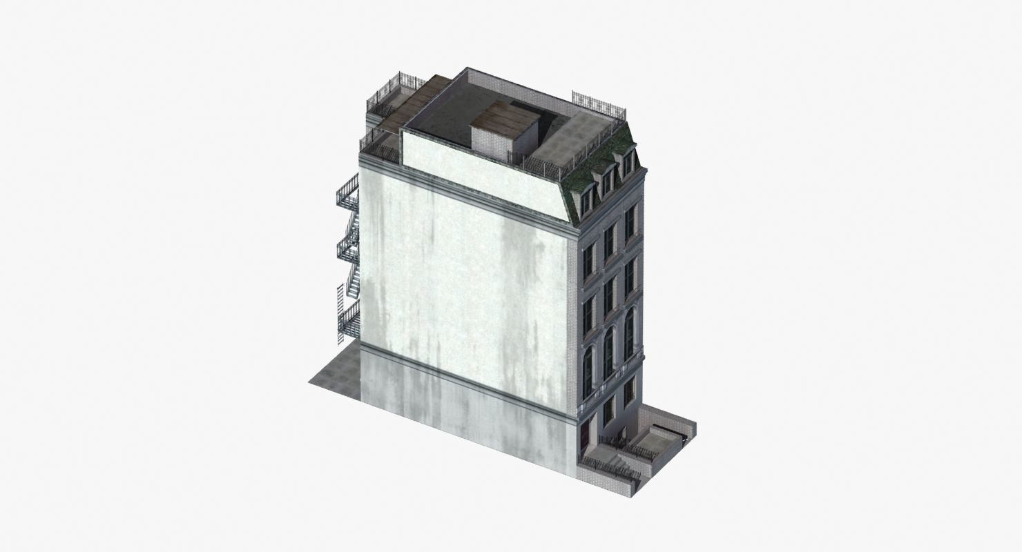 Old Row House Low-poly 3D model_14