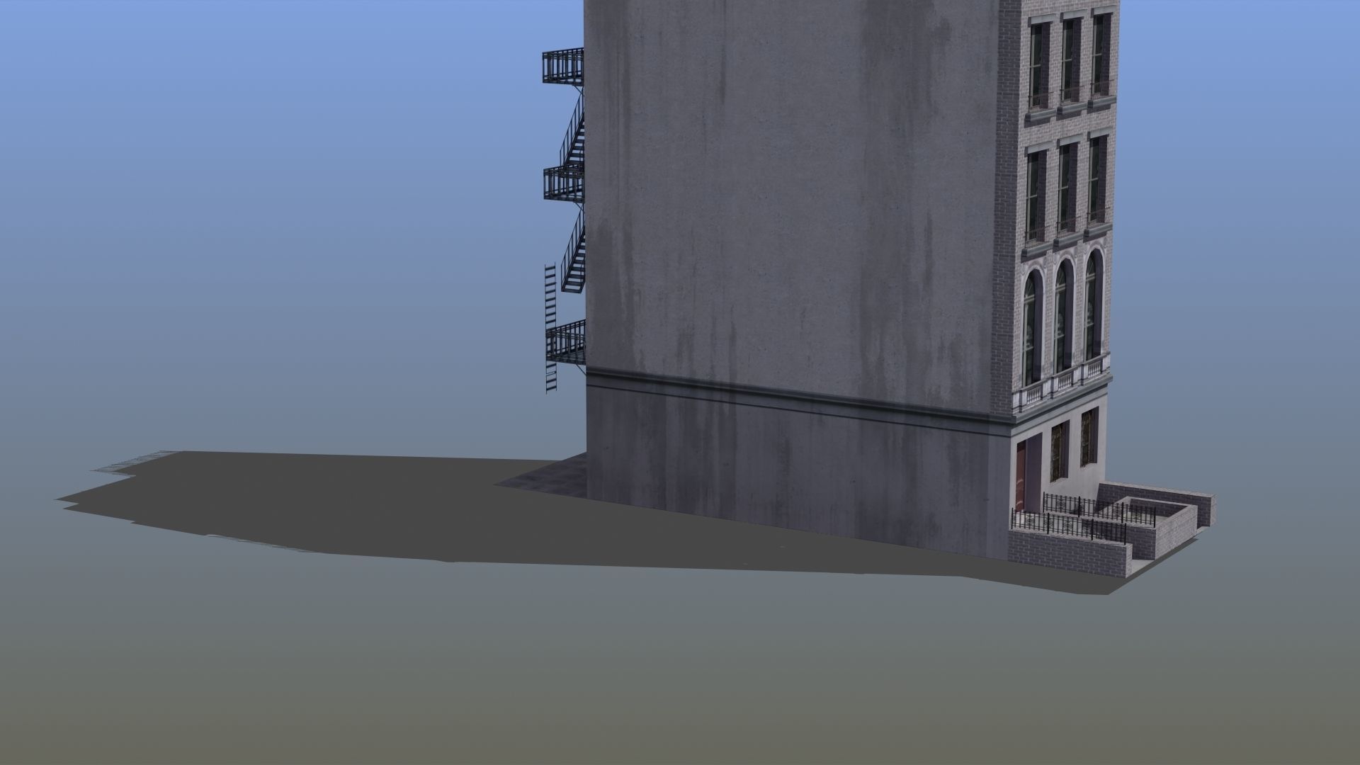 Old Row House Low-poly 3D model_8