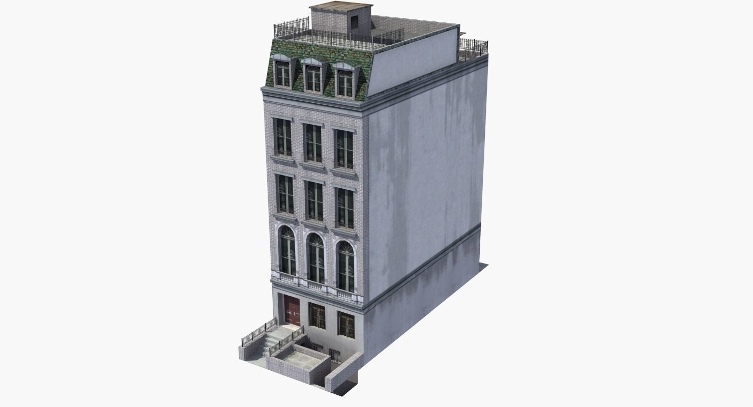 Old Row House Low-poly 3D model_32