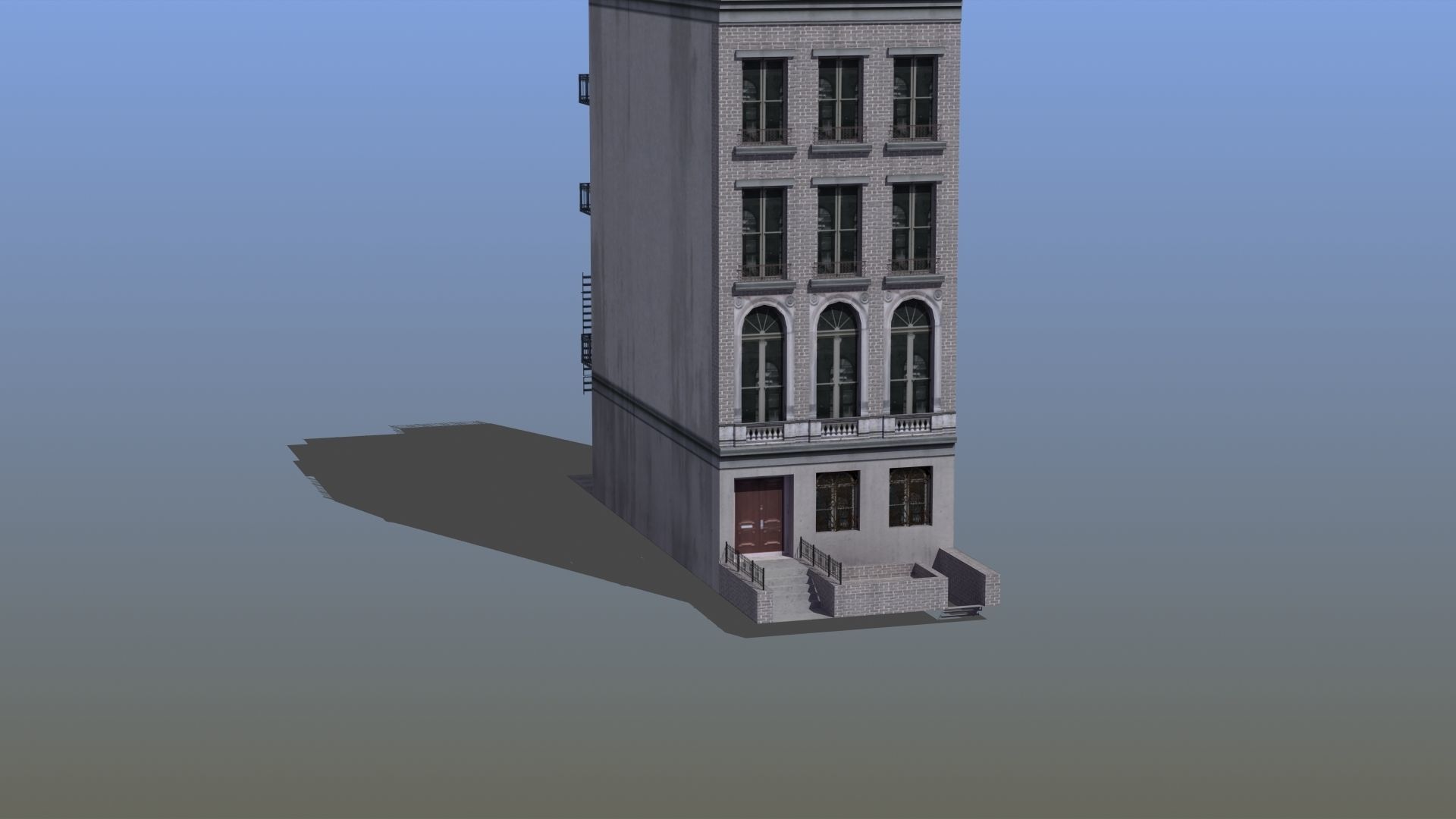 Old Row House Low-poly 3D model_13