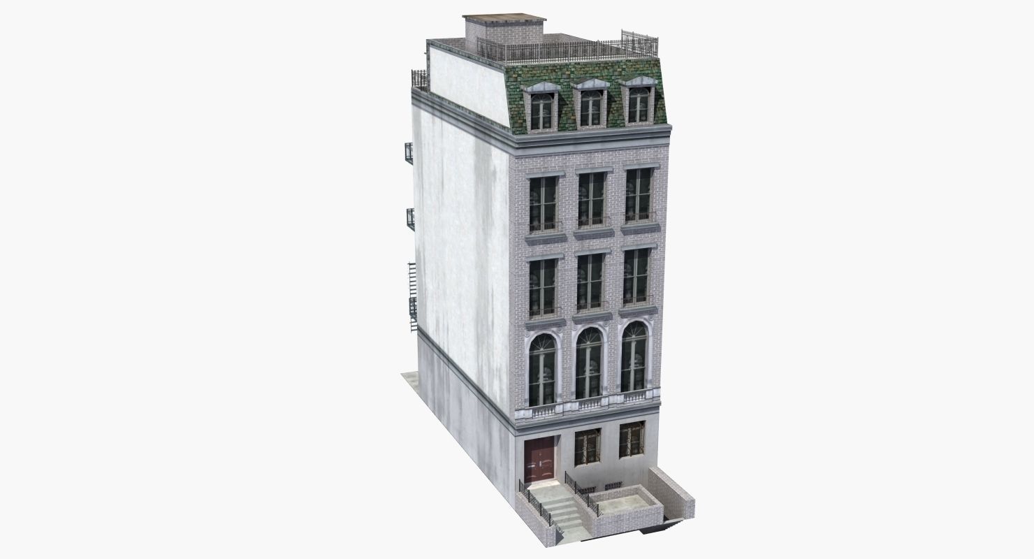 Old Row House Low-poly 3D model_38