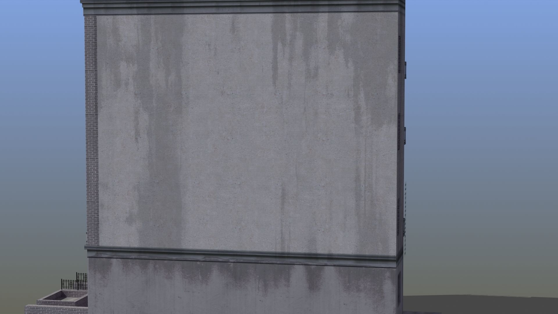 Old Row House Low-poly 3D model_3