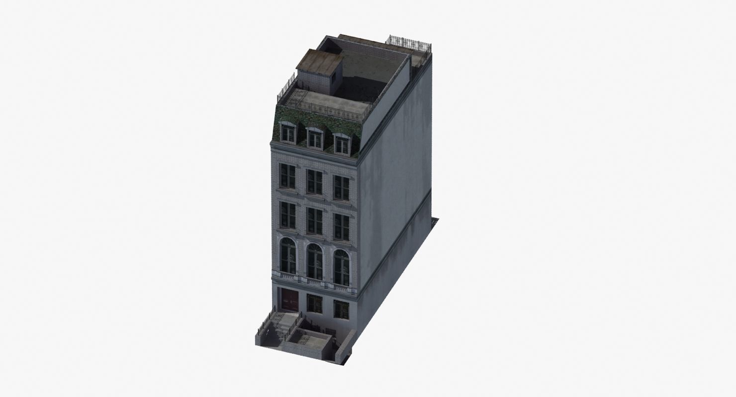 Old Row House Low-poly 3D model_28