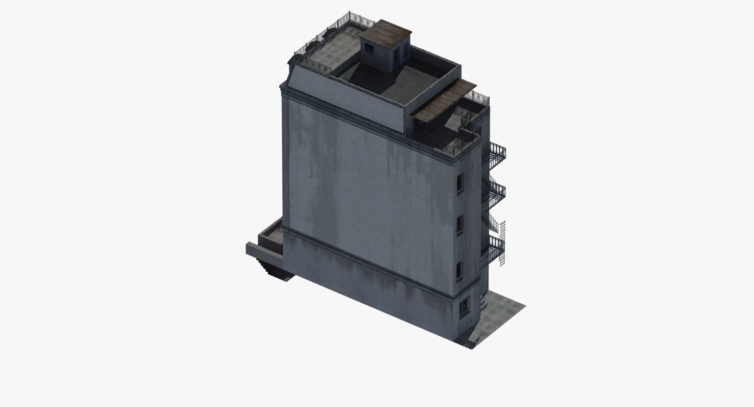 Old Row House Low-poly 3D model_23