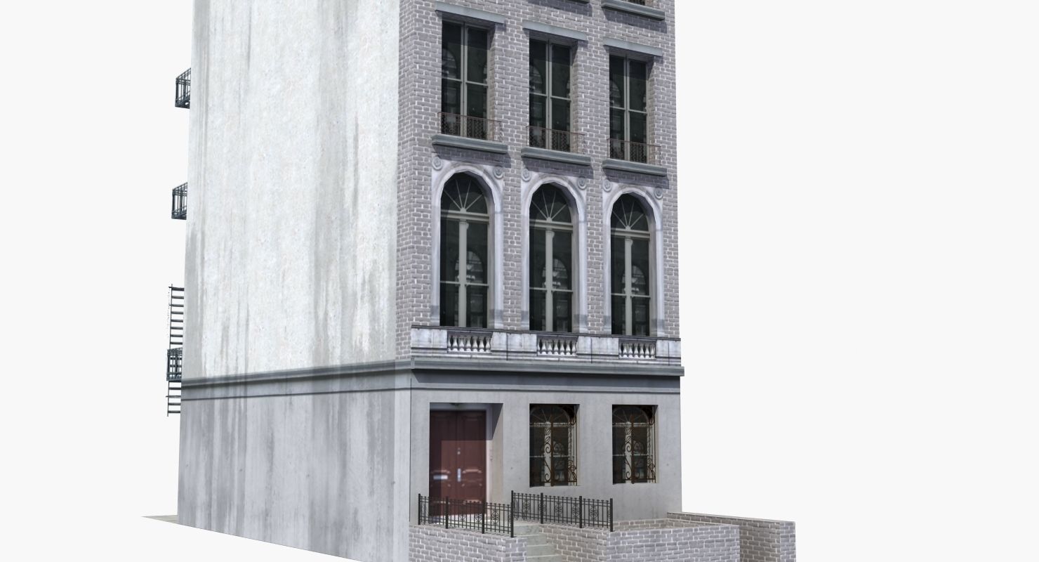 Old Row House Low-poly 3D model_33