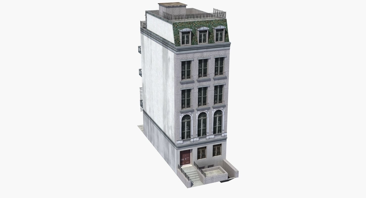 Old Row House Low-poly 3D model_35