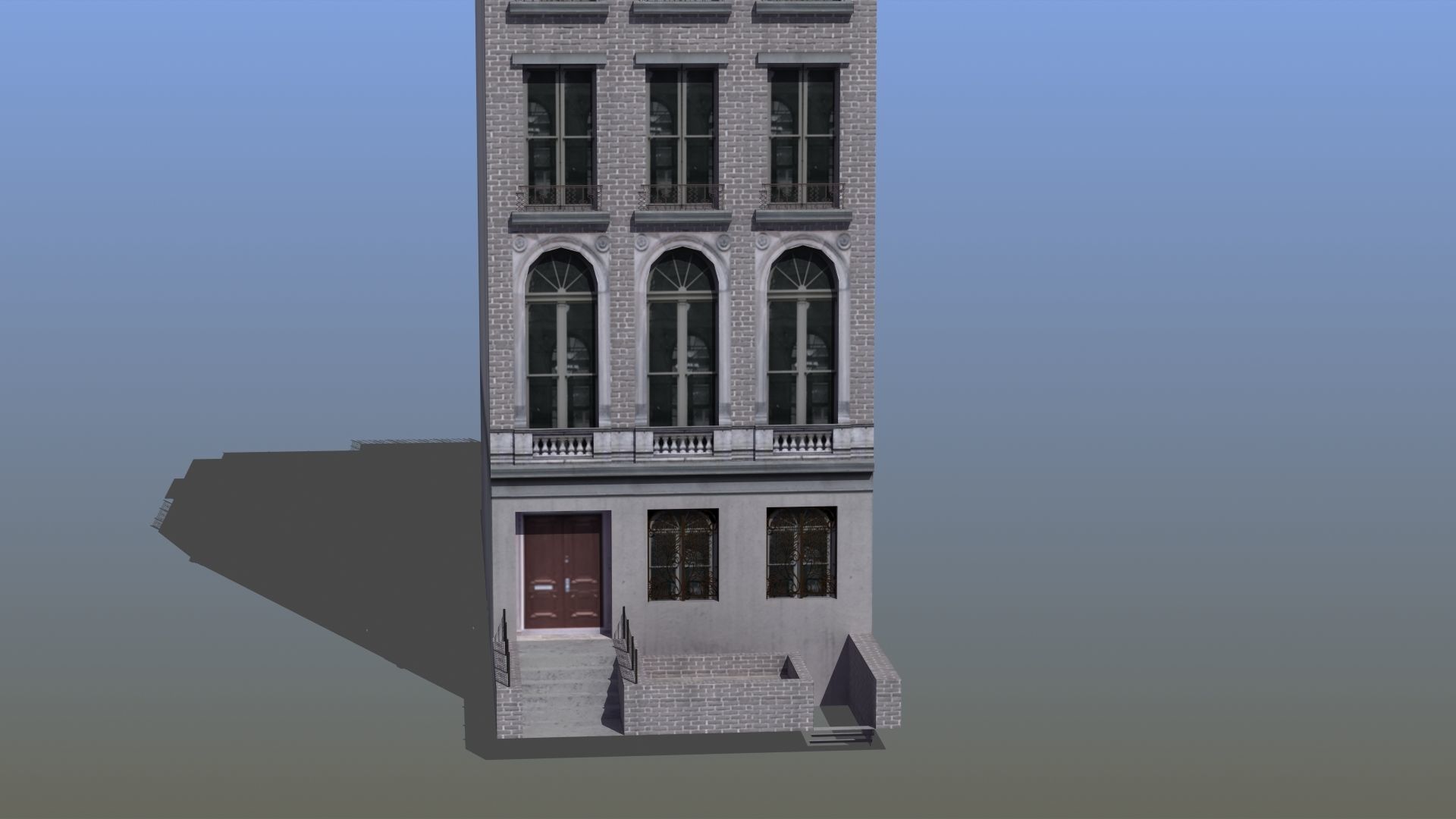 Old Row House Low-poly 3D model_7