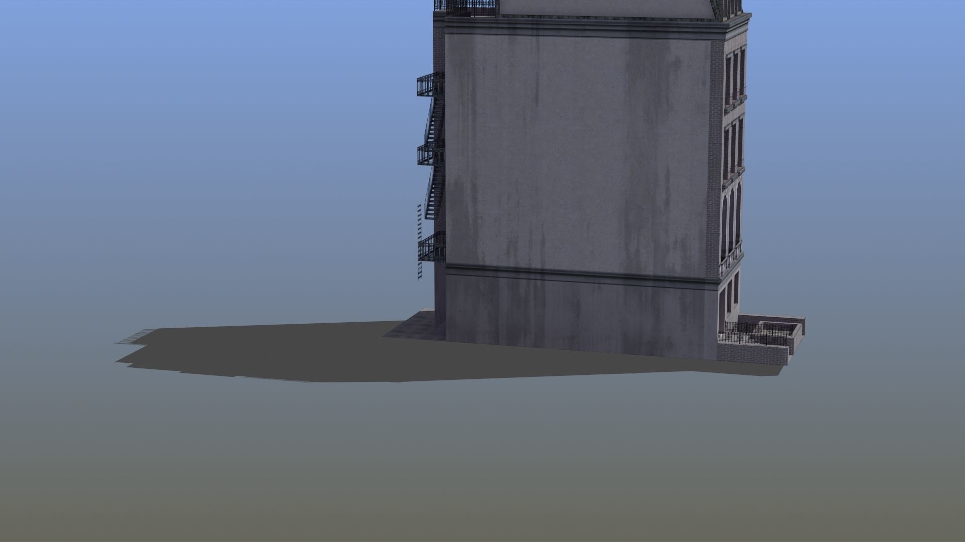 Old Row House Low-poly 3D model_9