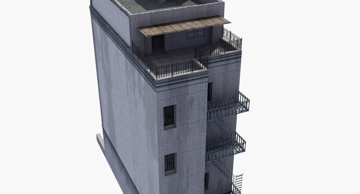 Old Row House Low-poly 3D model_36