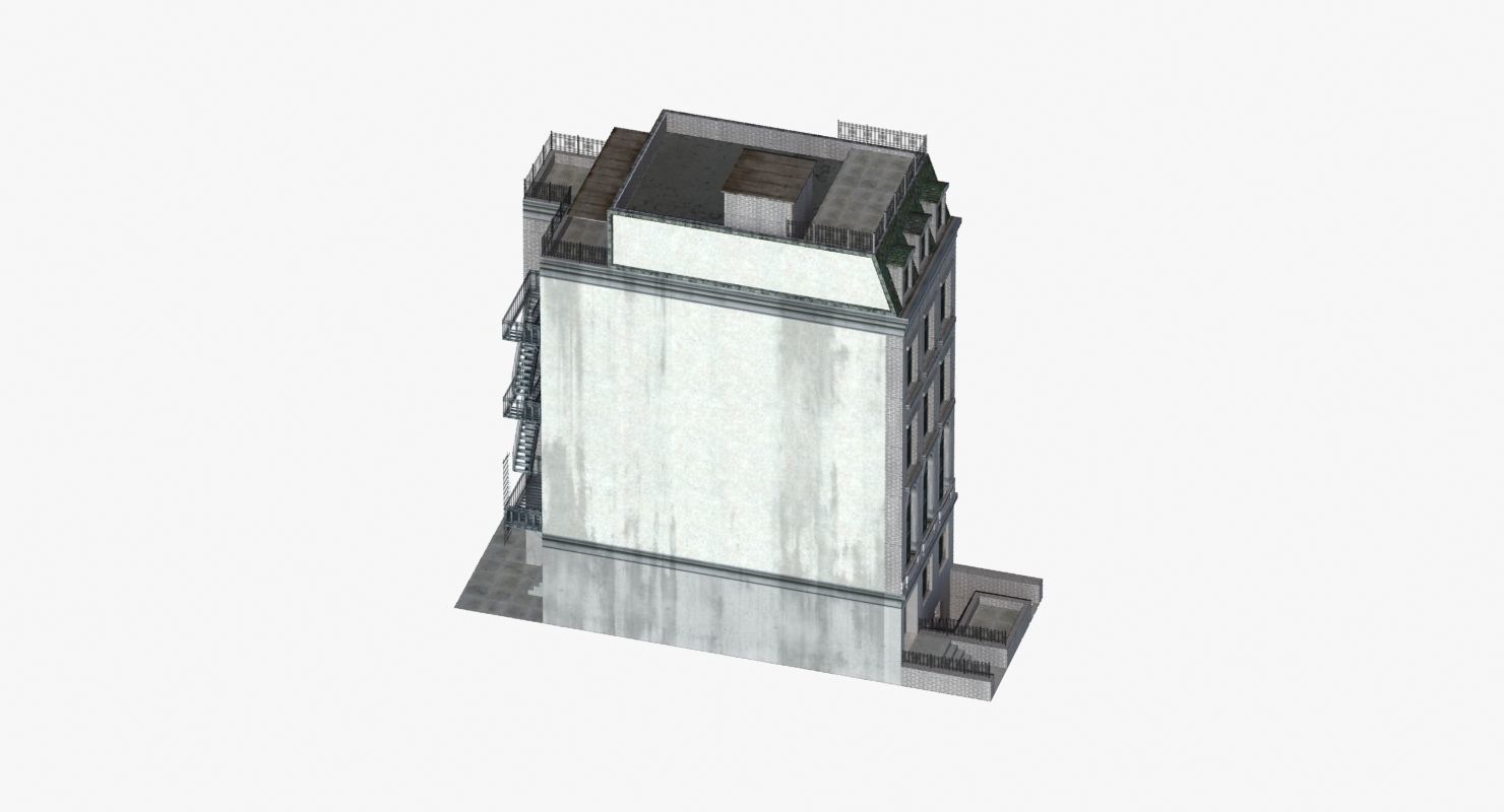 Old Row House Low-poly 3D model_15