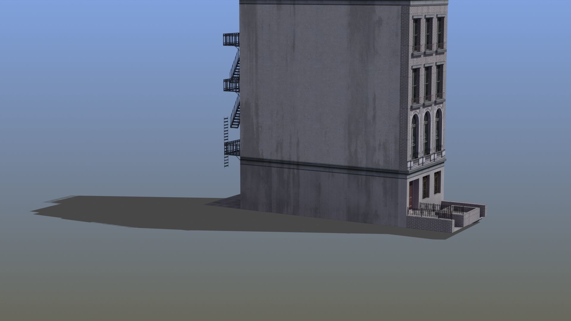 Old Row House Low-poly 3D model_11