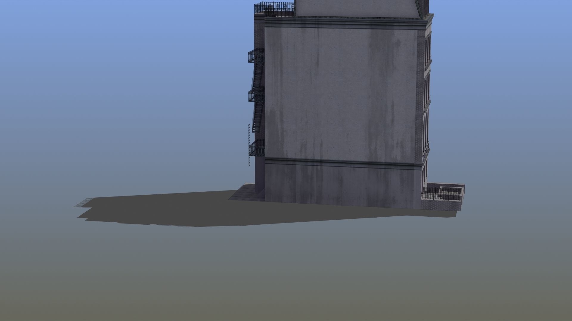 Old Row House Low-poly 3D model_10