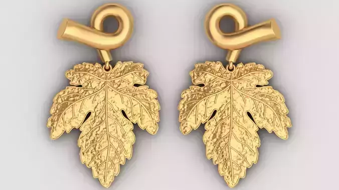 Leaf Design Fashion Gold Earring