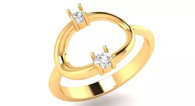 AR-LRZ-0004 gold ring with two diamonds