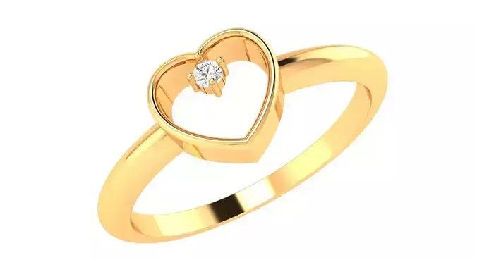 AR-LRZ-0005 heart shaped gold ring with diamond