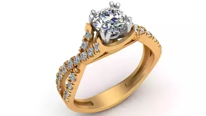 Infinity Style Engagement Gold Diamond Ring