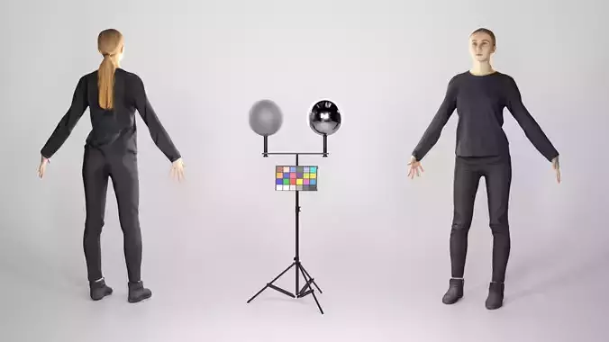 Charming blonde woman in black ready for animation 164