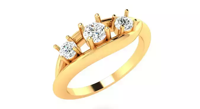 AR-LRZ-0013 gold diamond ring with three stones