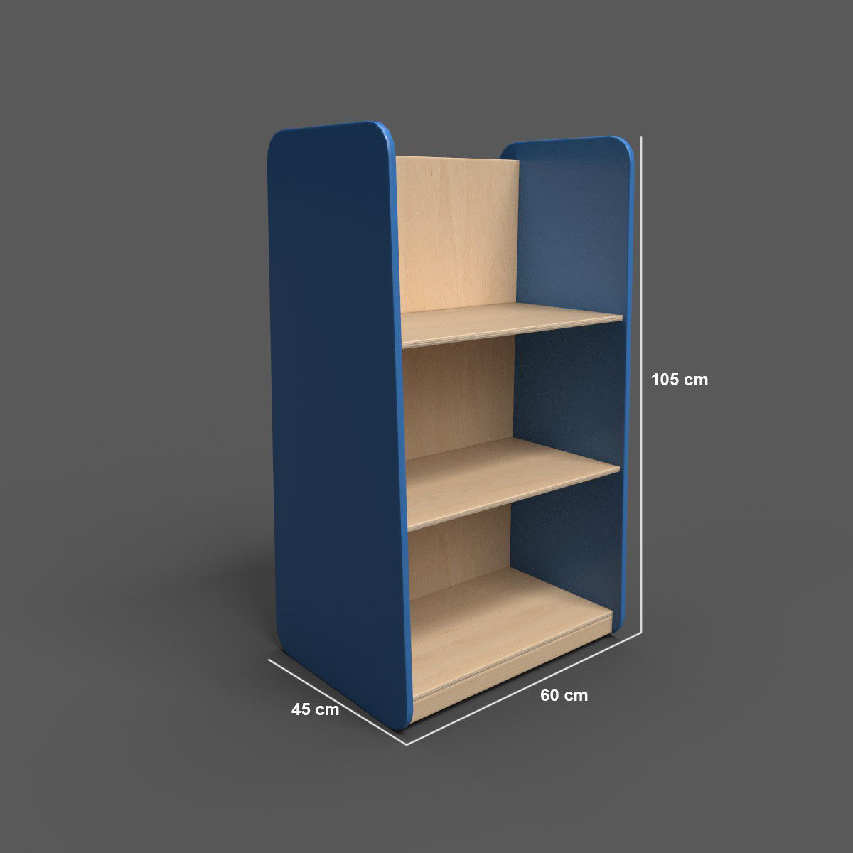 Large Shelf Blue Low-poly 3D model_2