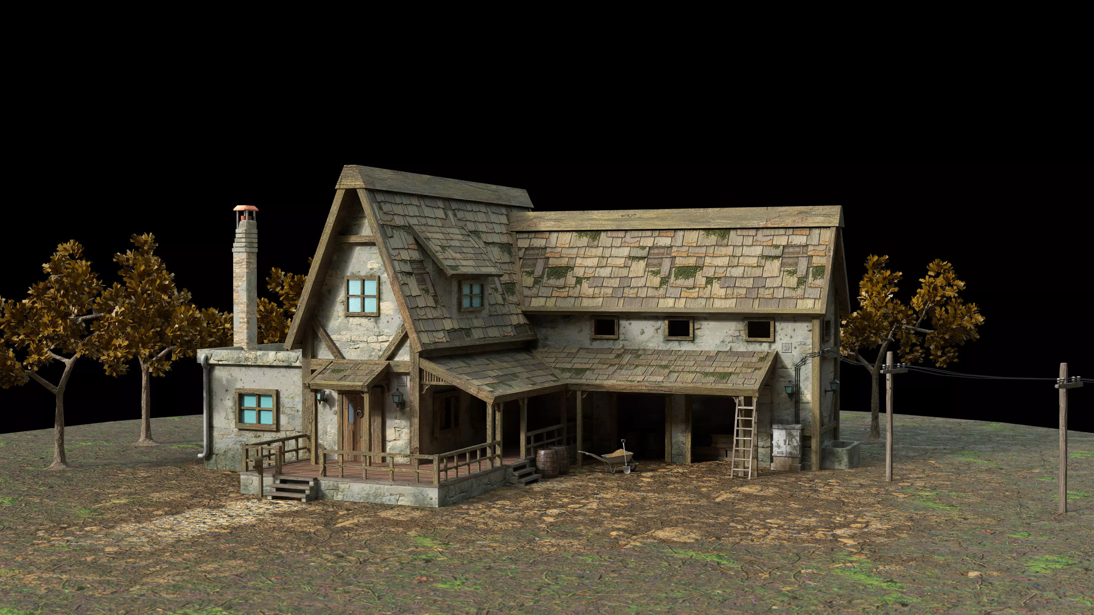 Farm House - low poly Low-poly 3D model_0