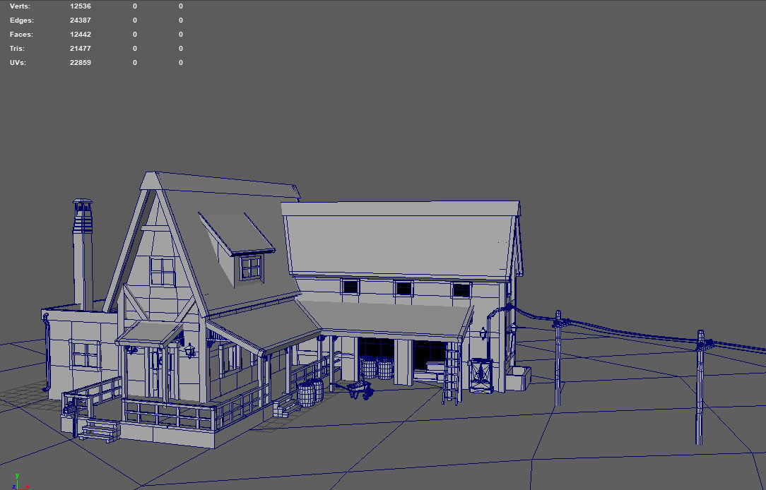 Farm House - low poly Low-poly 3D model_4