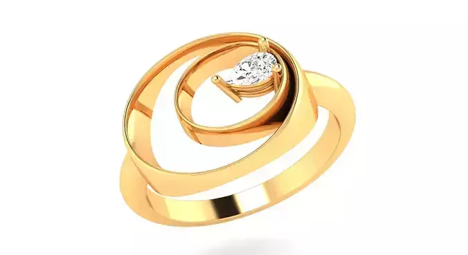 AR-LRZ-0028 gold ring with diamond in center