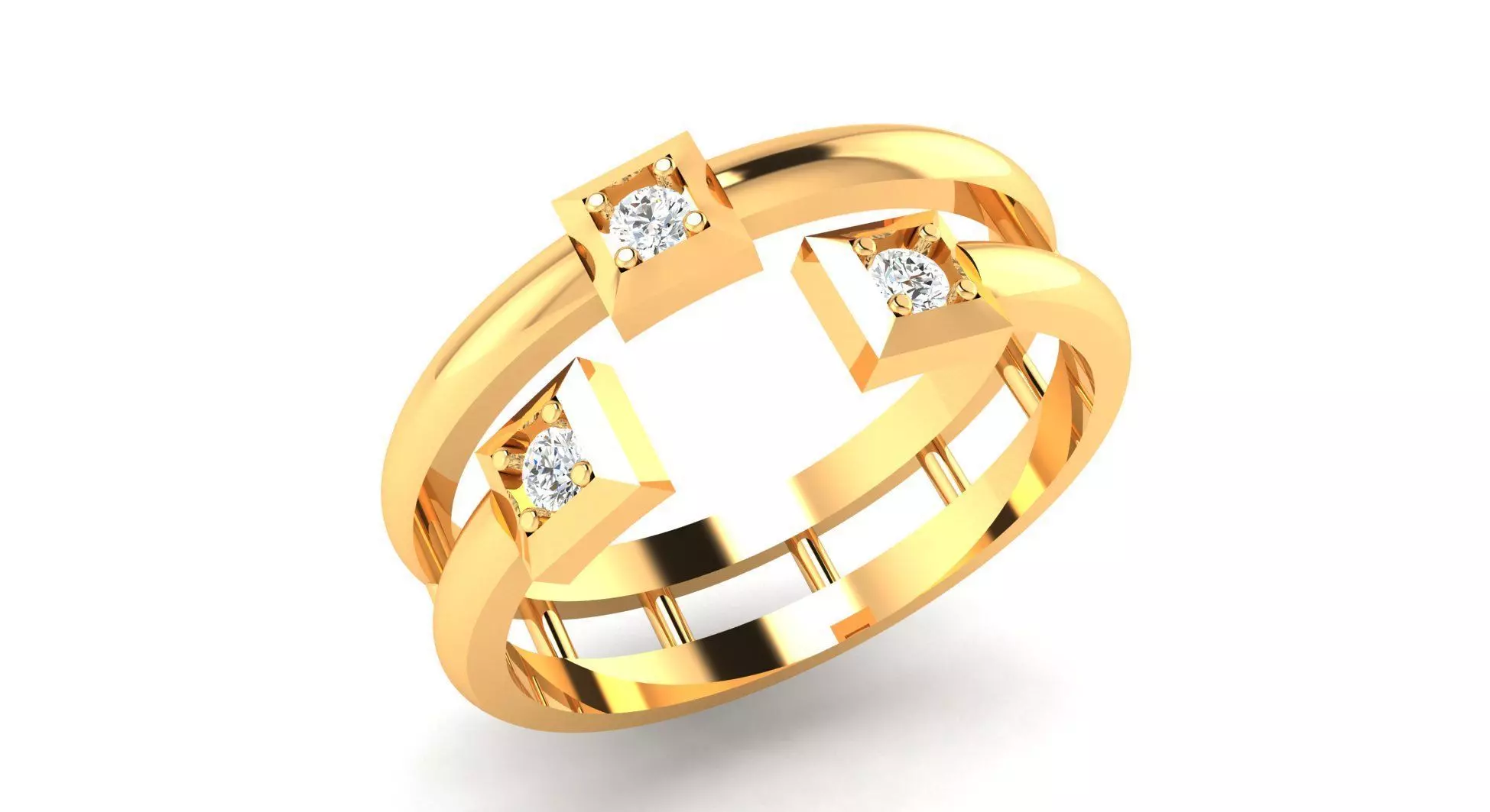 AR-LRZ-0029 gold ring with diamonds 3D print model