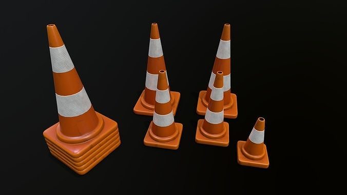 Traffic Cone 01 PBR Game-ready Low-poly 3D model 3