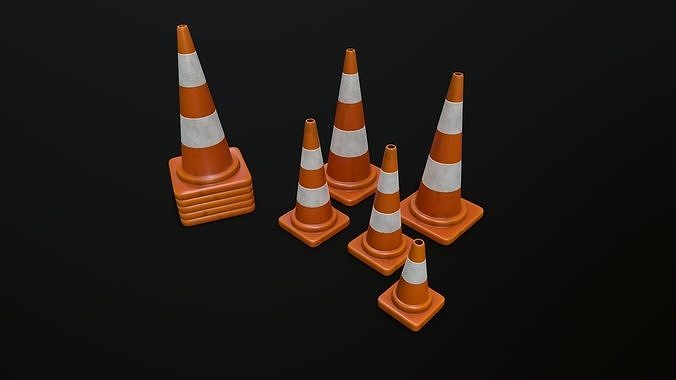 Traffic Cone 01 PBR Game-ready Low-poly 3D model 4