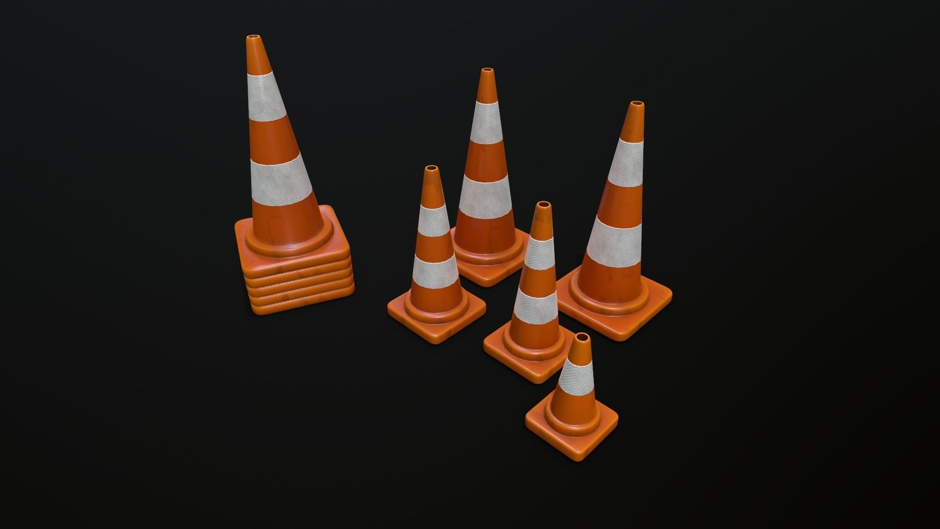 Traffic Cone 01 PBR Game-ready Low-poly 3D model_3