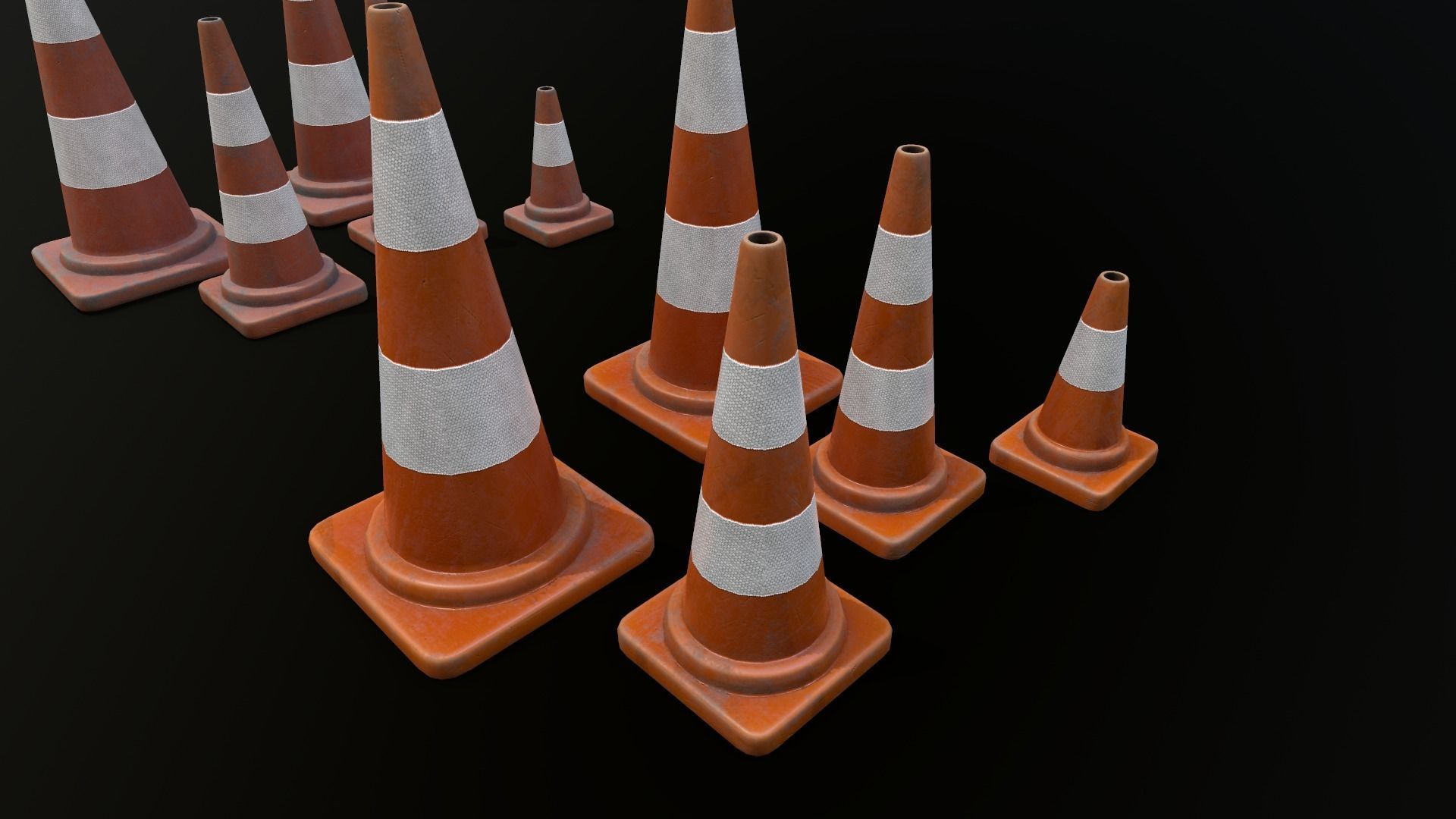 Traffic Cone 01 PBR Game-ready Low-poly 3D model_17