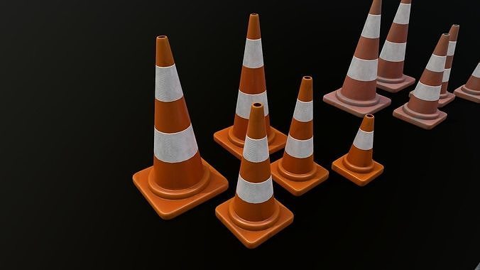 Traffic Cone 01 PBR Game-ready Low-poly 3D model 5