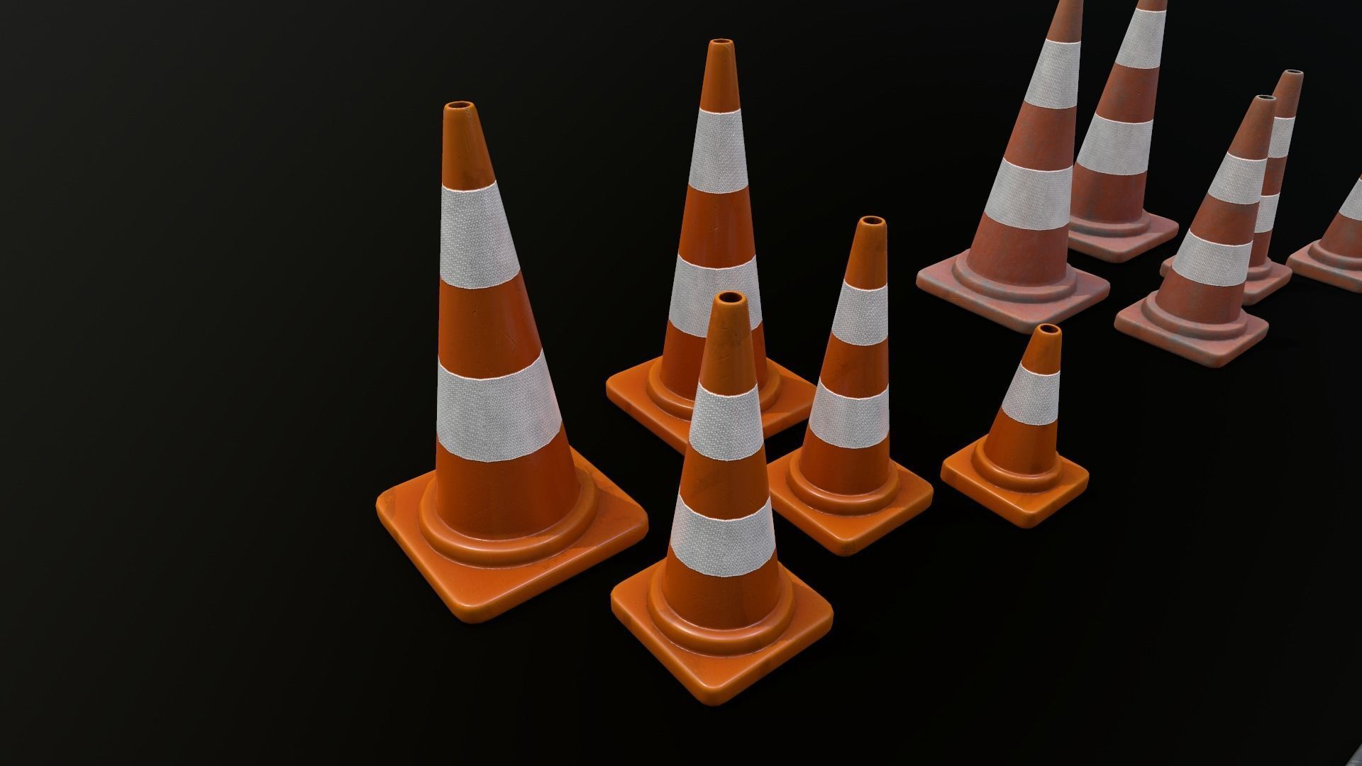 Traffic Cone 01 PBR Game-ready Low-poly 3D model_4