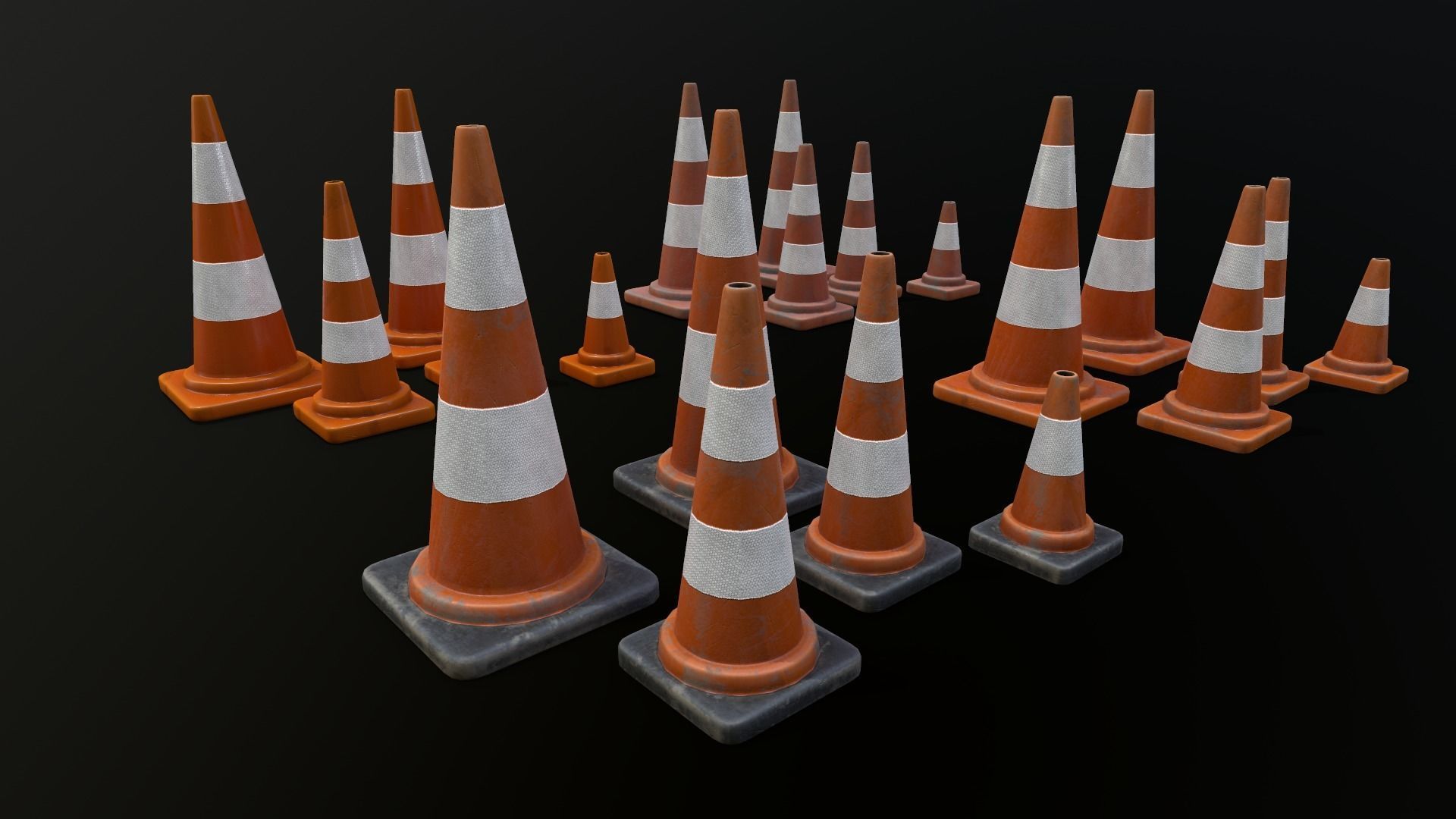 Traffic Cone 01 PBR Game-ready Low-poly 3D model_8