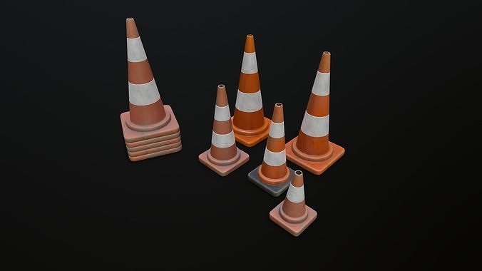 Traffic Cone 01 PBR Game-ready Low-poly 3D model 6