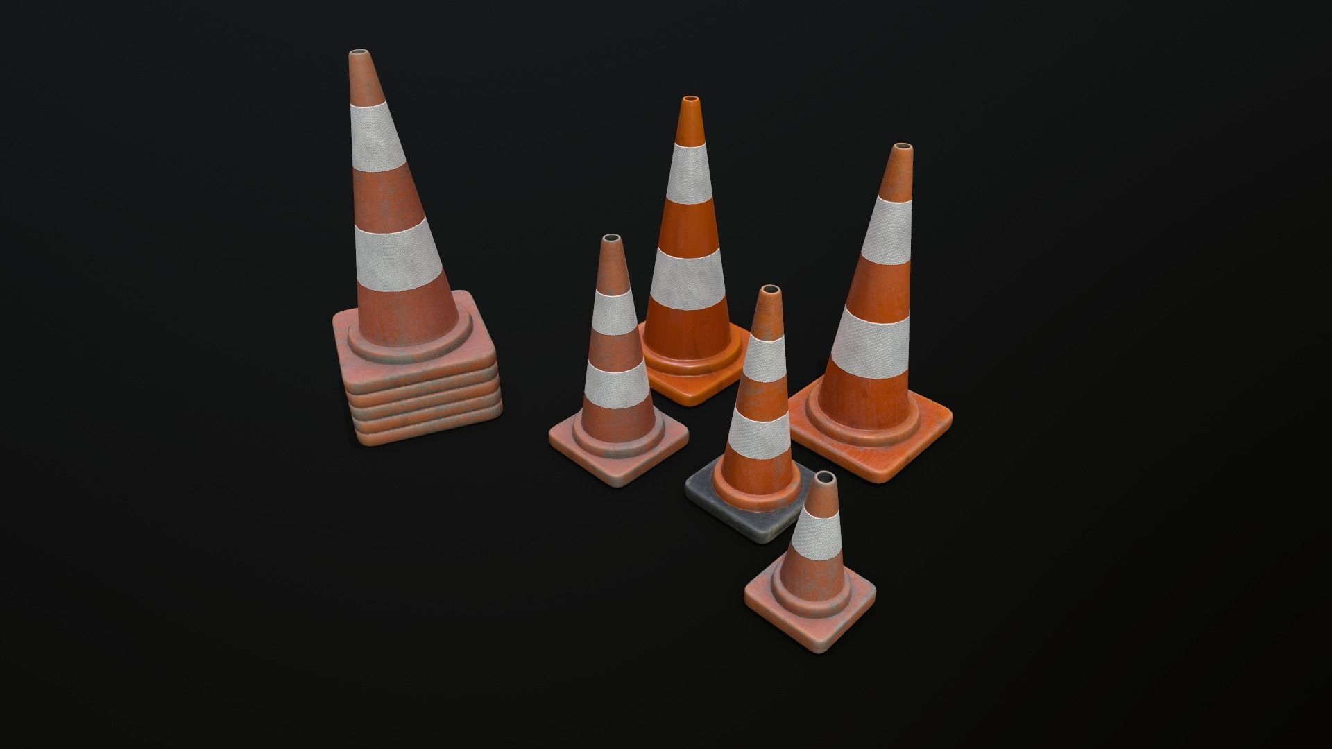 Traffic Cone 01 PBR Game-ready Low-poly 3D model_5