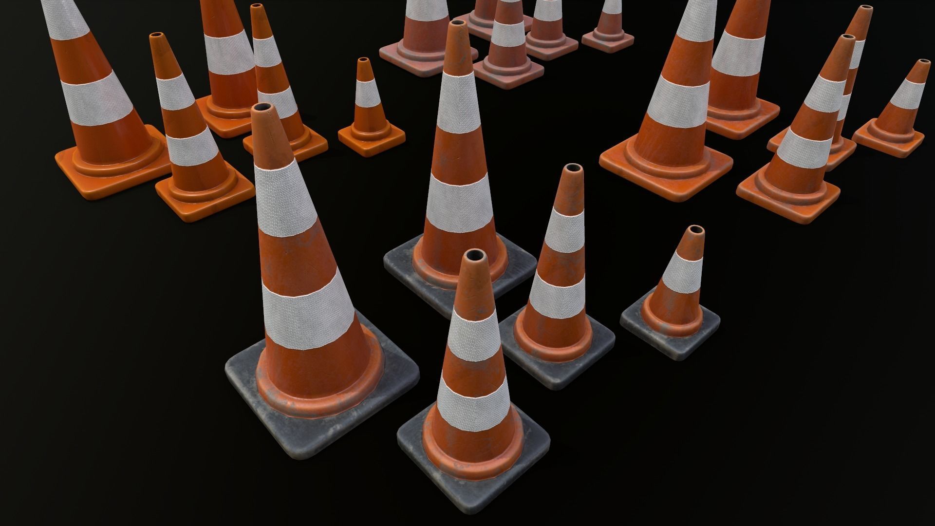 Traffic Cone 01 PBR Game-ready Low-poly 3D model_16
