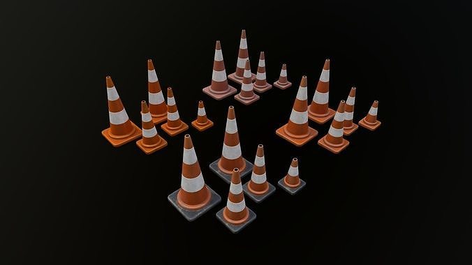 Traffic Cone 01 PBR Game-ready Low-poly 3D model 2