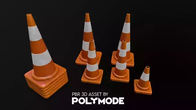 Traffic Cone 01 PBR Game-ready Low-poly 3D model