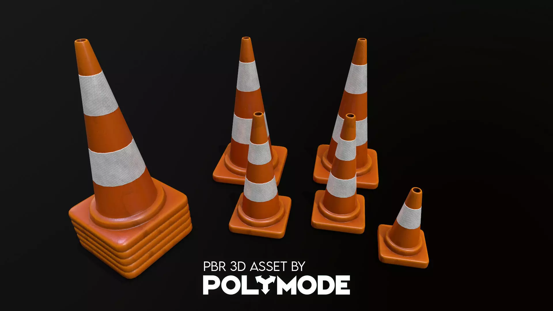 Traffic Cone 01 PBR Game-ready Low-poly 3D model_0