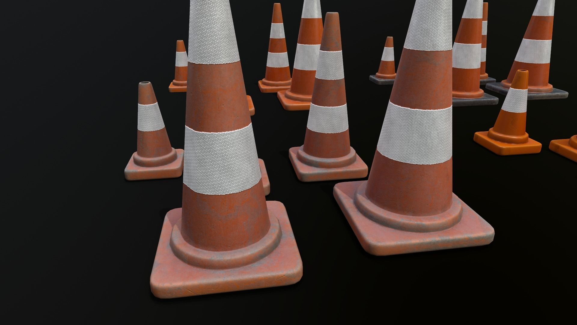 Traffic Cone 01 PBR Game-ready Low-poly 3D model_13