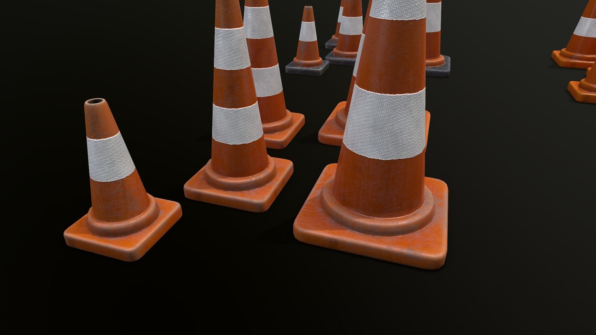 Traffic Cone 01 PBR Game-ready Low-poly 3D model_14