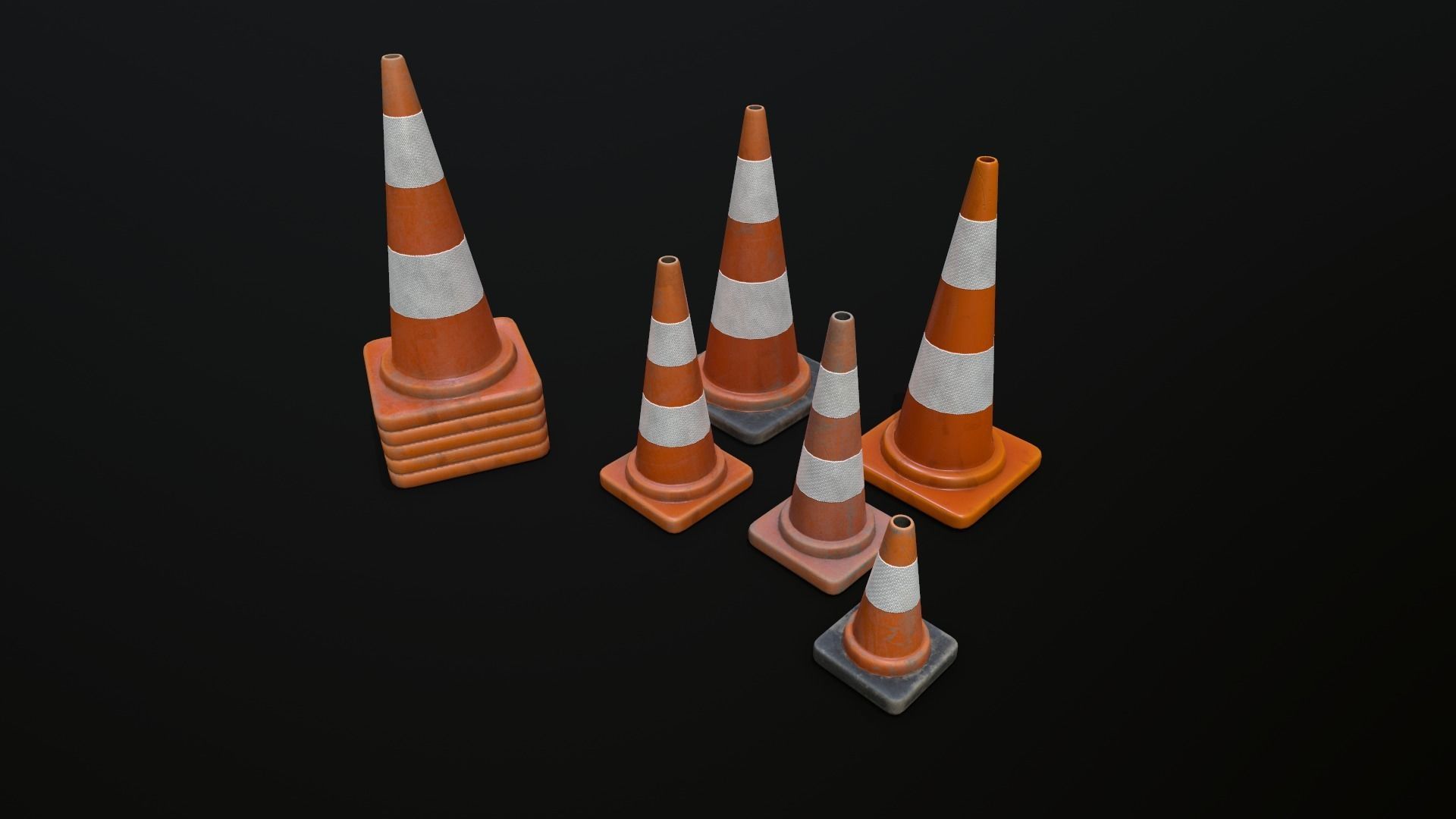 Traffic Cone 01 PBR Game-ready Low-poly 3D model_7