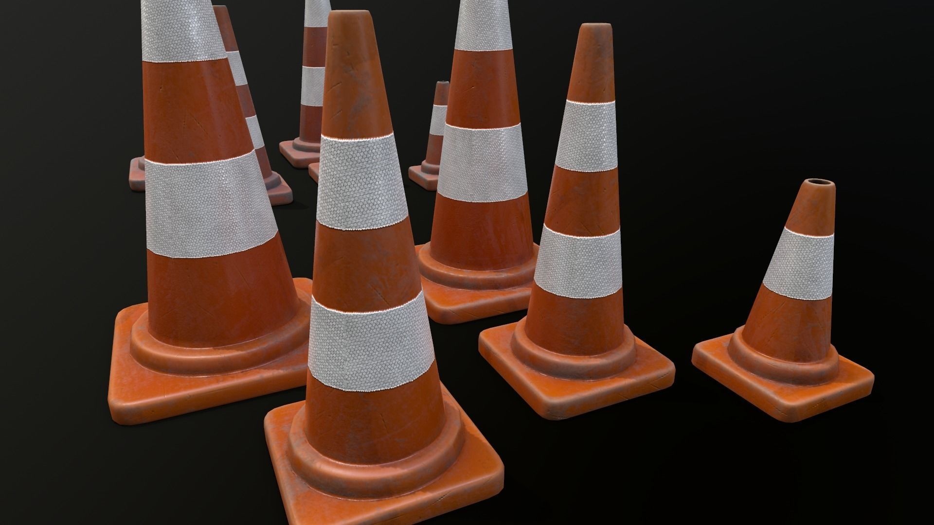 Traffic Cone 01 PBR Game-ready Low-poly 3D model_9