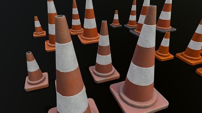 Traffic Cone 01 PBR Game-ready Low-poly 3D model 7