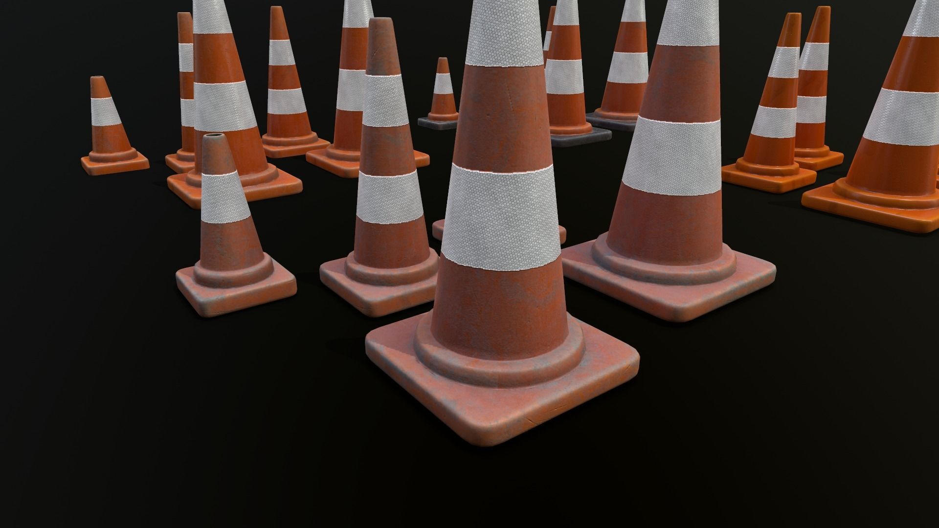 Traffic Cone 01 PBR Game-ready Low-poly 3D model_11
