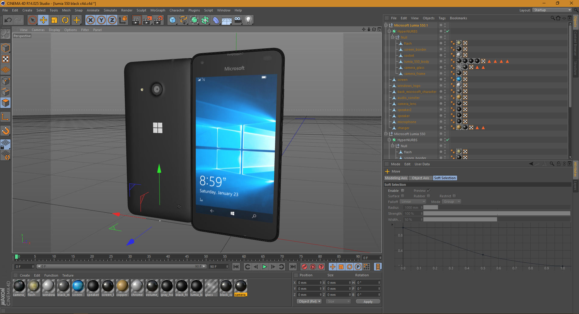 Microsoft Lumia 550 Black 3D model_2
