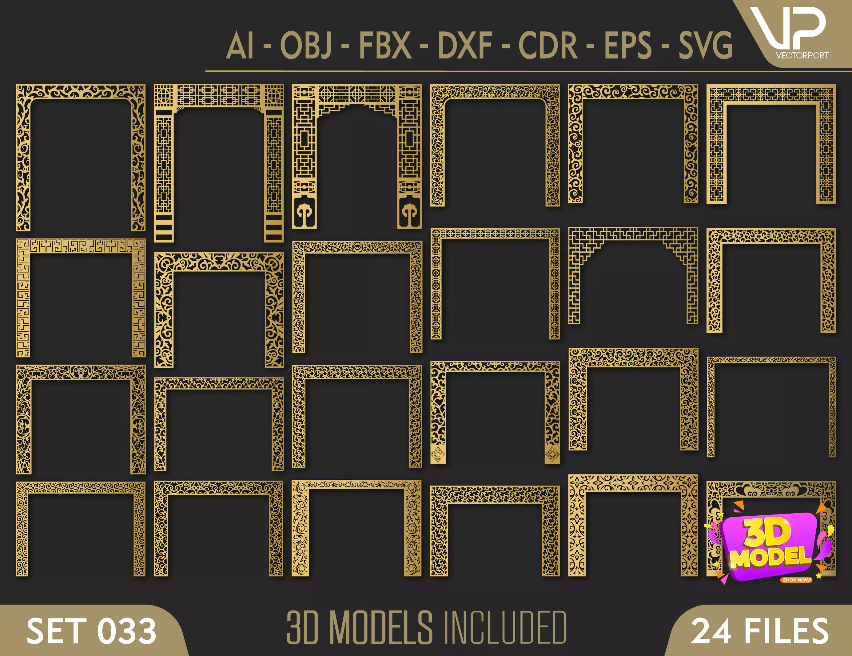 24 3D Decorative wall panels - screen SET 031 3D model_1